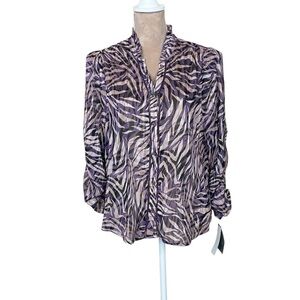 NWT Democracy Purple and Light Pink Zebra Print Blouse